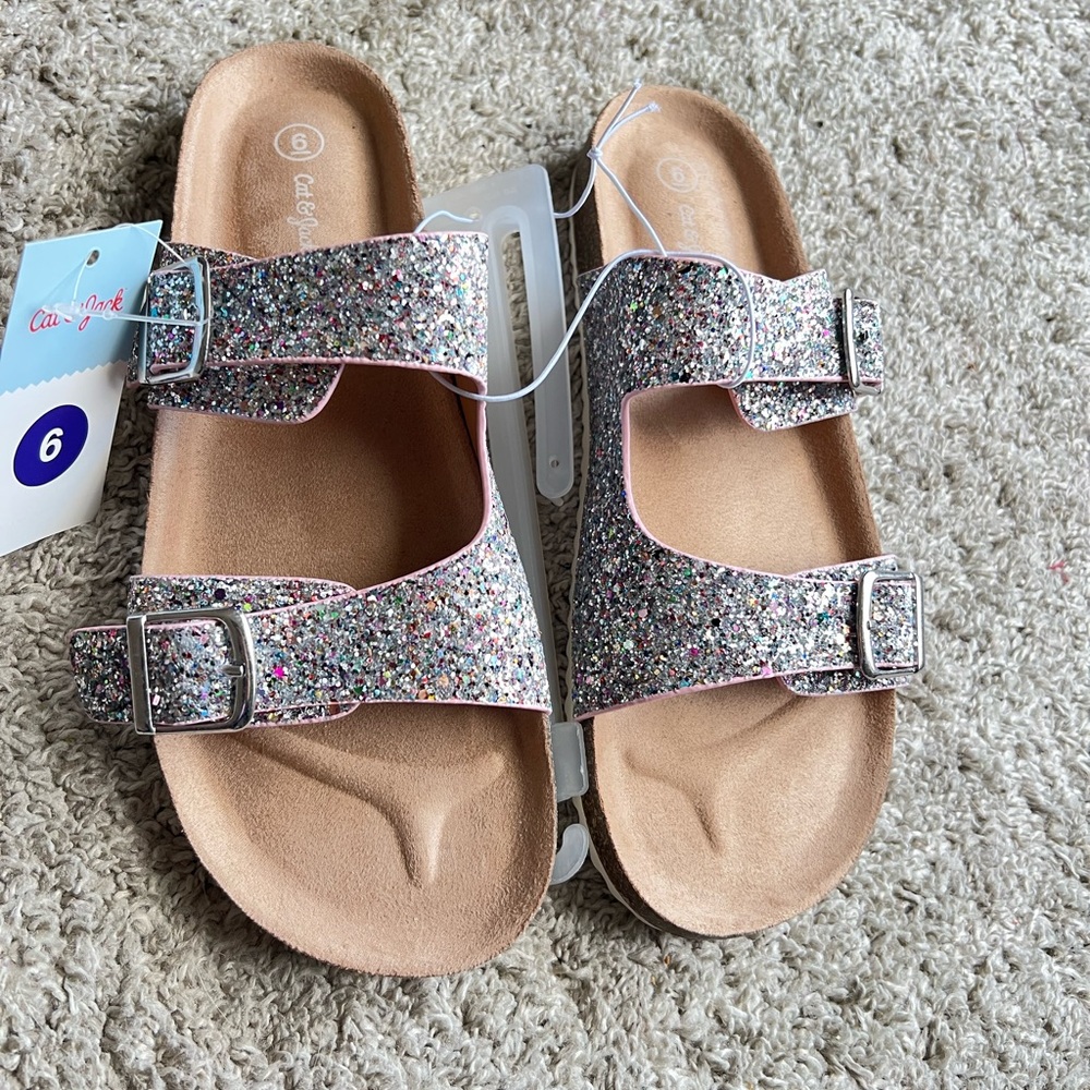 Cat & Jack Multicolor Glitter Buckle Sandals